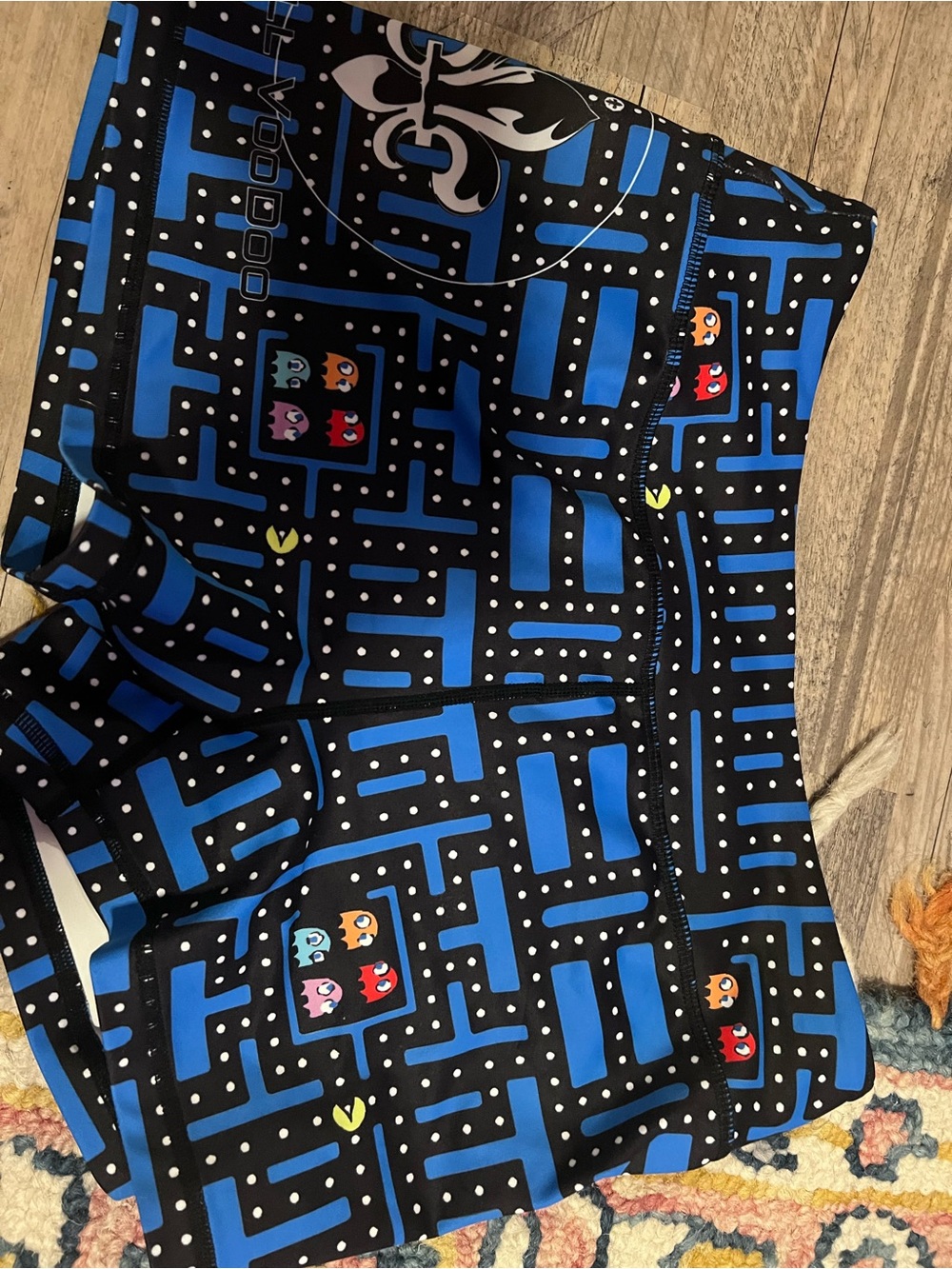 Pac-Man Arcade Print Athletic Shorts - Black & Blue